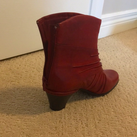 Never Worn Burgundy Red Ankle Boots Real Leather - Picture 7 of 9